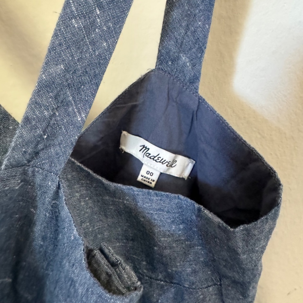 Madewell Dress Women's Size 00 Blue Chambray Tank Button Front Midi Festival - Picture 3 of 5